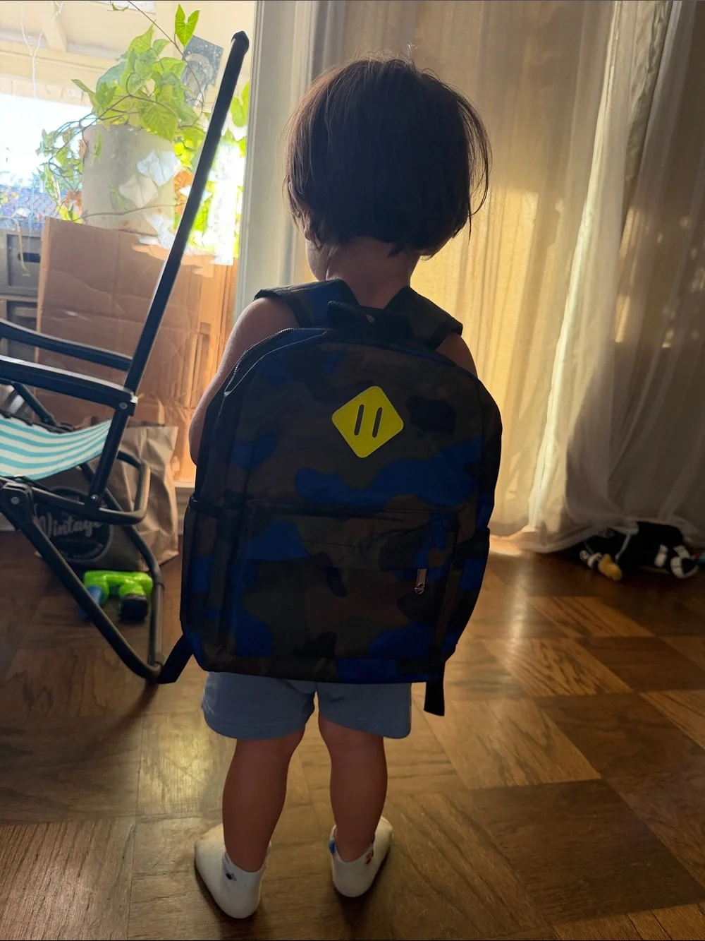 Camouflage Blue & Brown kids Backpack- new